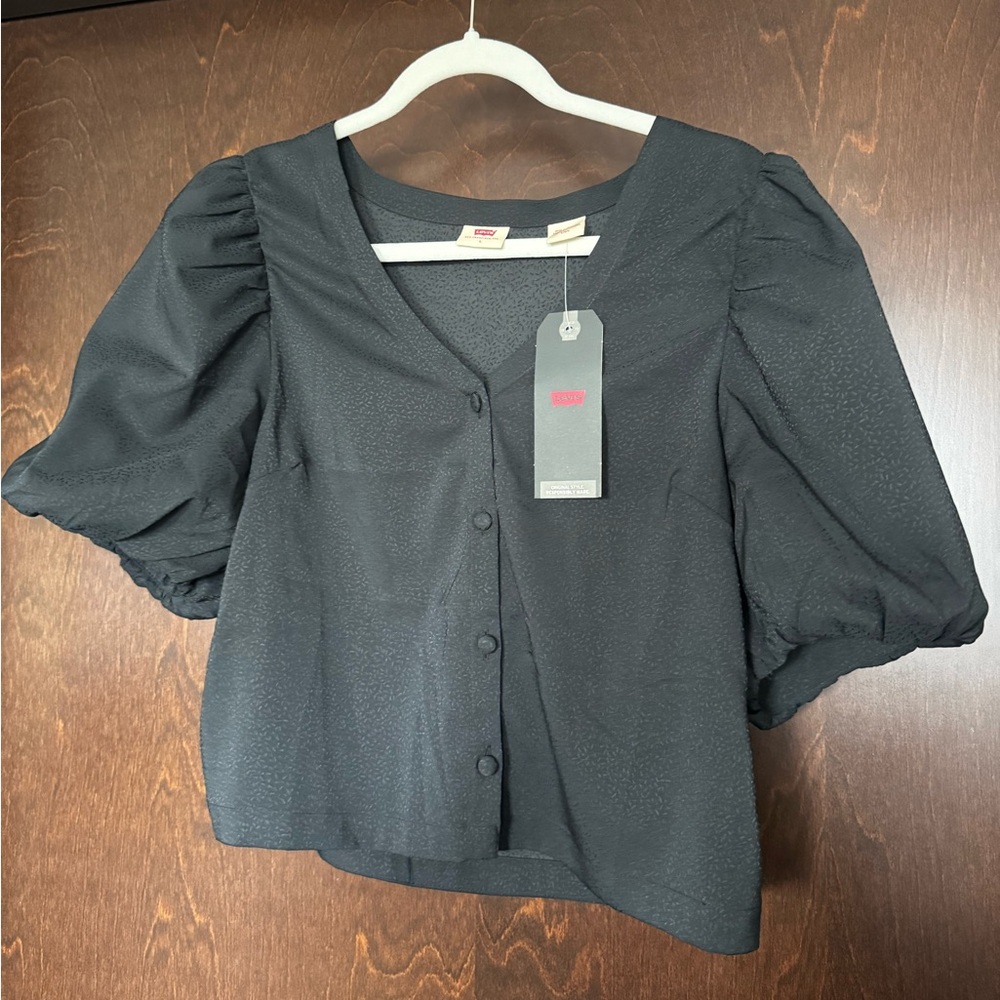 Levi's Holly Puff Sleeve Cropped Women's Black Blouse